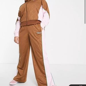 Adidas Retro Luxury Brown/Pink Track Pants Size Large NWT